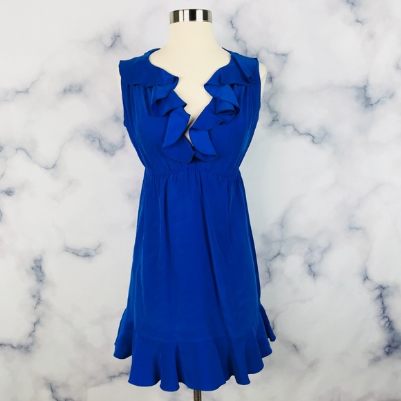 Amanda Uprichard Dresses & Skirts - Amanda Uprichard Blue Silk Ruffle Mini Dress